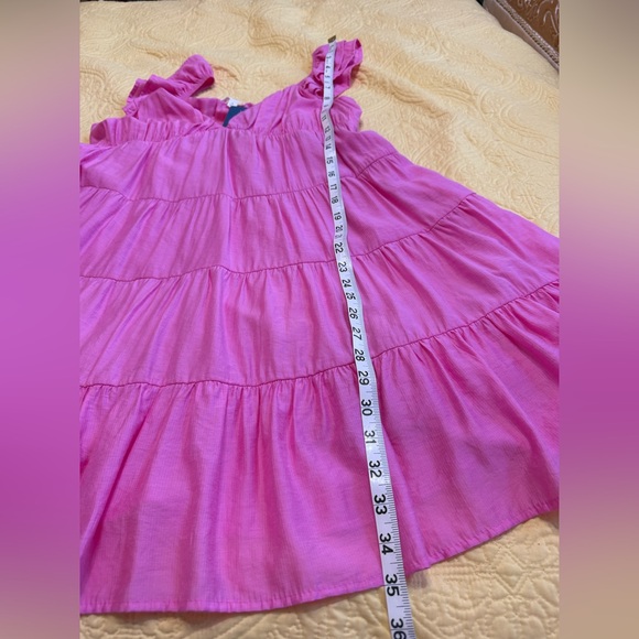 🌼H071 NWT Blu Pepper L pp17 unstretched Pink Ruffled Casual Dress - Picture 10 of 13